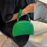 Leather Shoulder Handbag Women Semicircle Pleated Niche Crossbody Bag