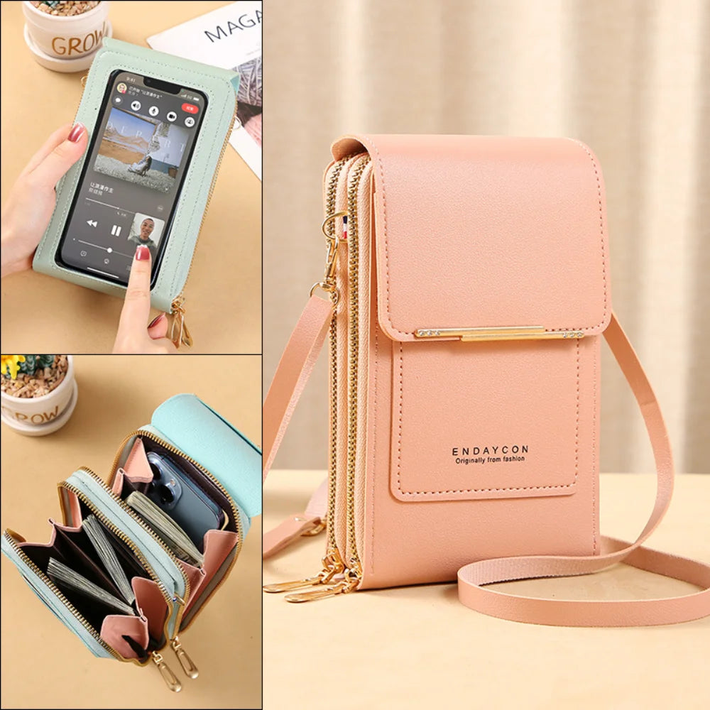Leather Touch Screen Cell Phone Bag Women Pouch Wallets