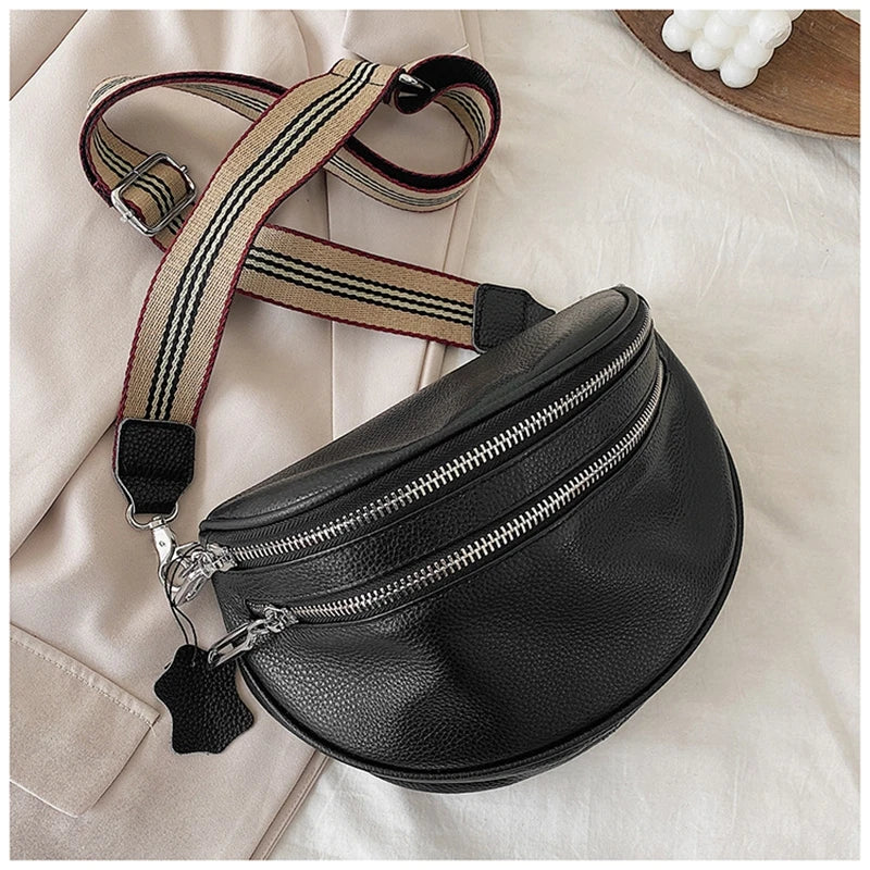 Leather Waist Packs Handbags Cowhide Multi-Purpose Chest Bag