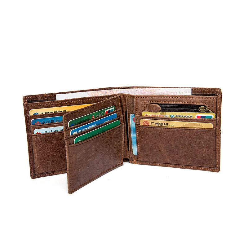 Men's Leather Wallet Multi-Card Bit 2 Fold Wallet