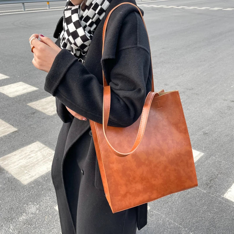 Leather Women Bag Single Shoulder Totes Woman Shopper Shoulder Bag