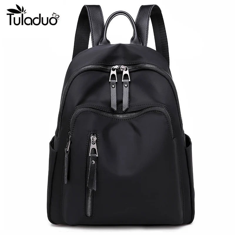 Leather Women School Backpacks High Girl Shoulder Bags