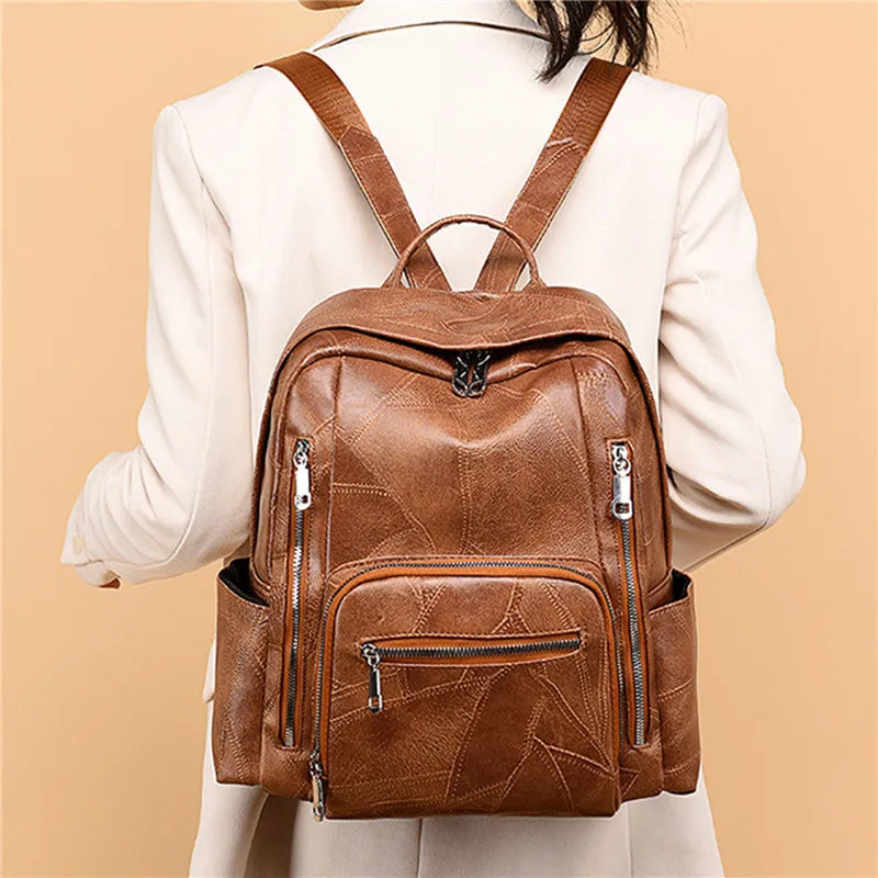 Large PU Leather Women's Backpack Travel Bag