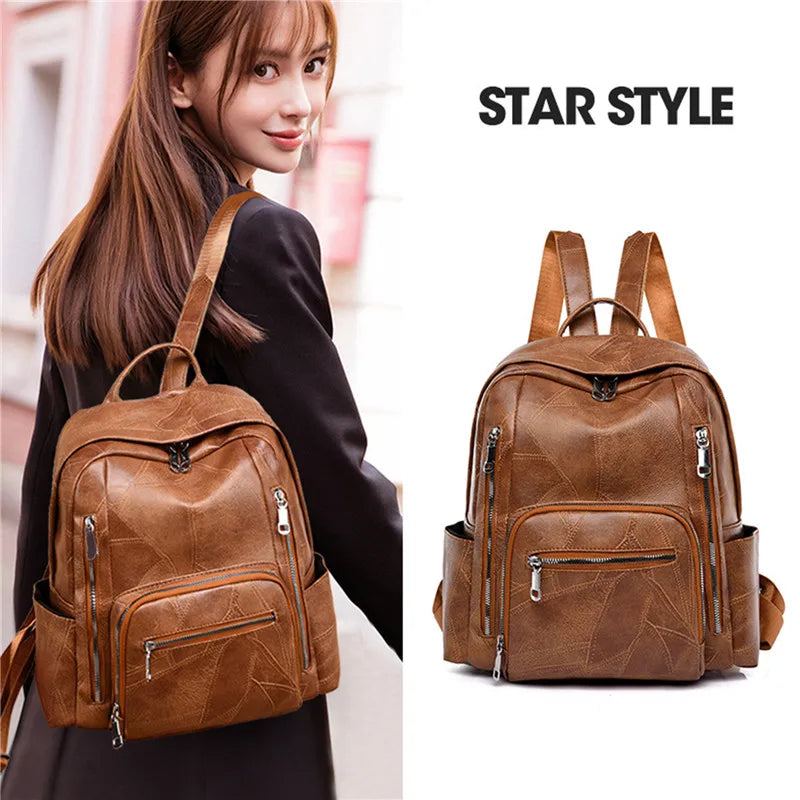 Large PU Leather Women's Backpack Travel Bag