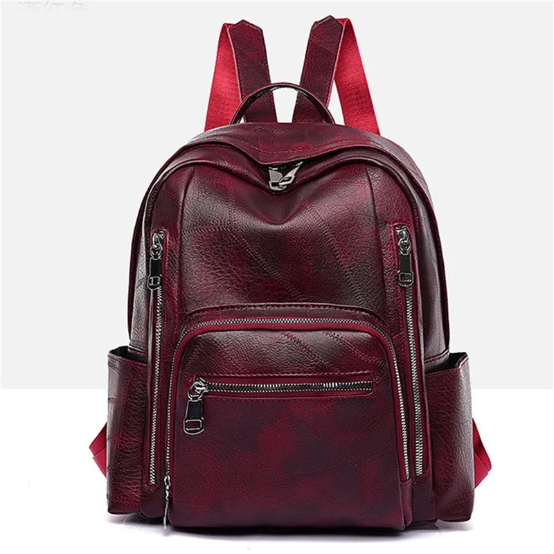 Large PU Leather Women's Backpack Travel Bag