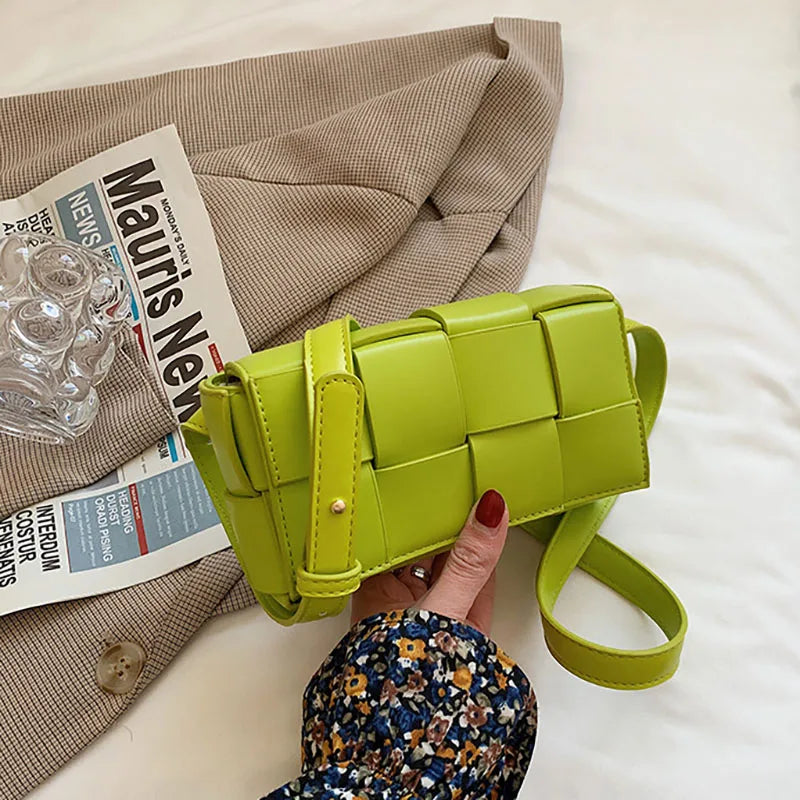 Leather Woven Small Waist Bags For Women Shoulder Bag