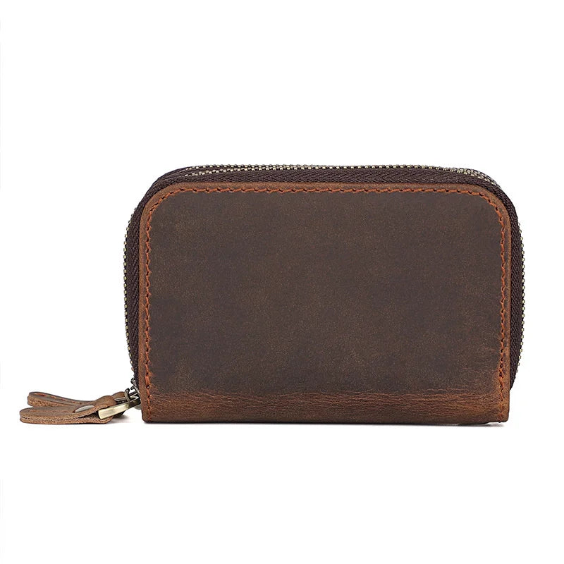 Leather Key Bag Crazy Horse Leather Car Key Handbag Wallet