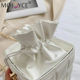 Geometric Embossed Messenger Bag Women PU Square Box Shape Drawstring Handbags