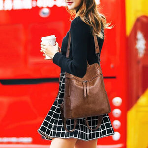 Leisure Travel Leather Backpacks Version Backpack Women