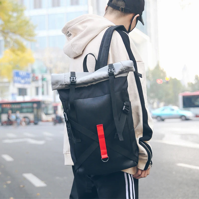 Leisure Unisex Backpack Cloth Student Bagpack Stitching Couple Rucksack