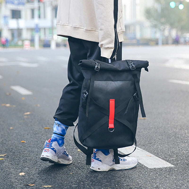 Leisure Unisex Backpack Cloth Student Bagpack Stitching Couple Rucksack