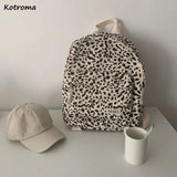 Leopard Backpacks Women Japan Preppy Style Zipper Large Capacity Canvas Bag