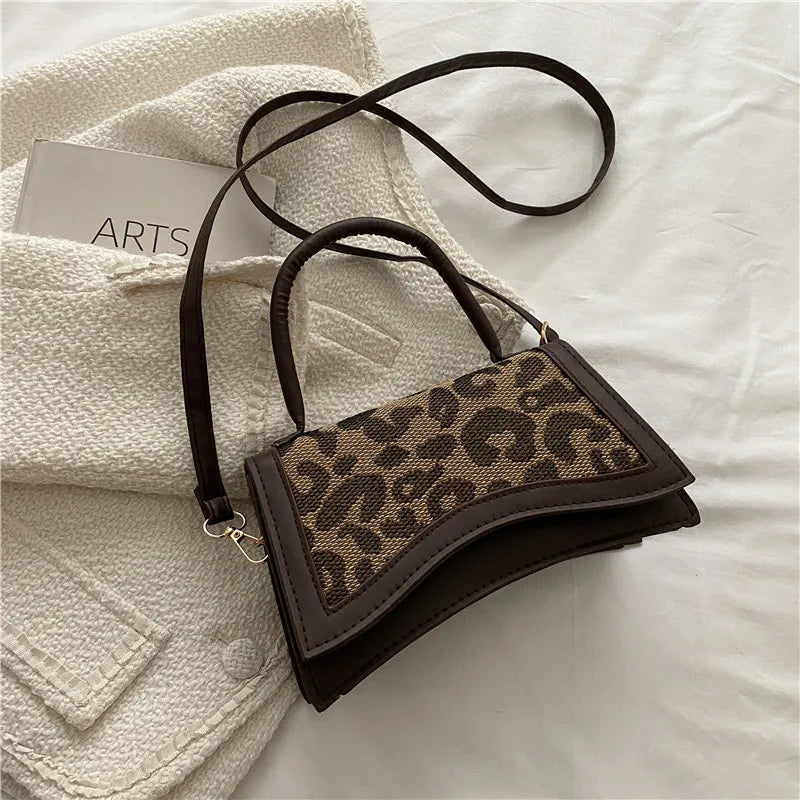 Leopard Leather Crossbody Tote Bags Women Shoulder Handbags
