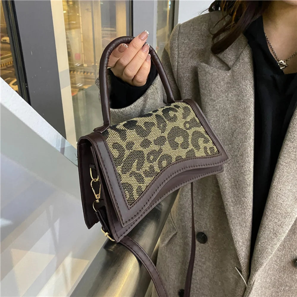 Leopard Leather Crossbody Tote Bags Women Shoulder Handbags