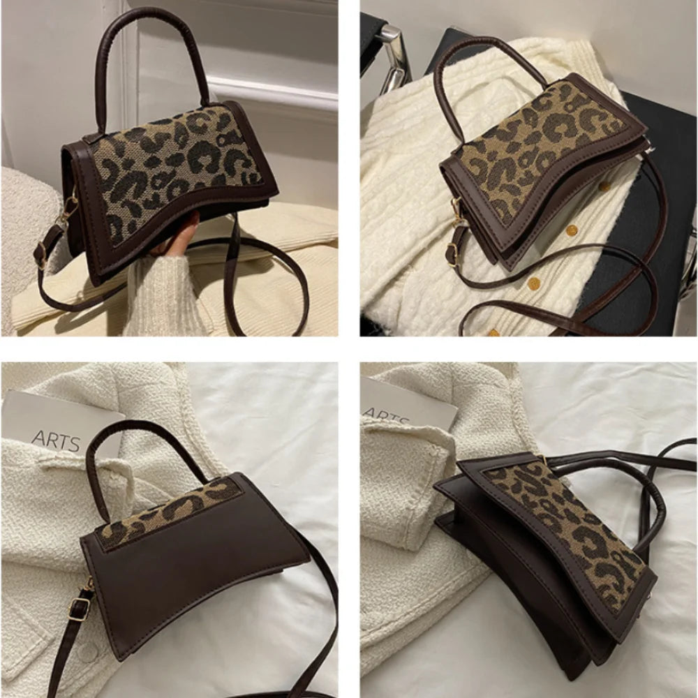 Leopard Leather Crossbody Tote Bags Women Shoulder Handbags