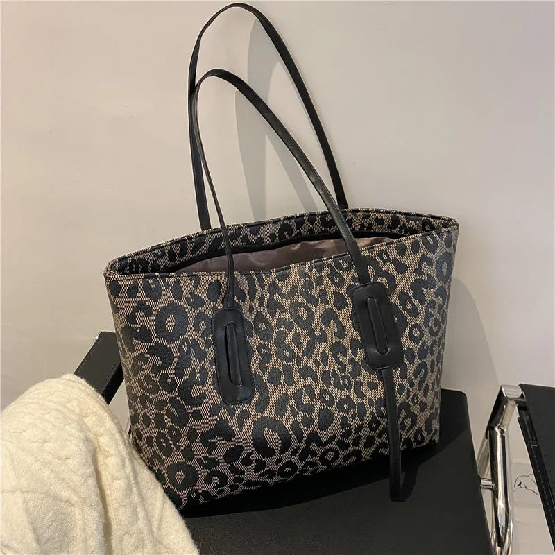 Leopard Pattern Big Bag Women Vintage Large Capacity Shoulder Bag