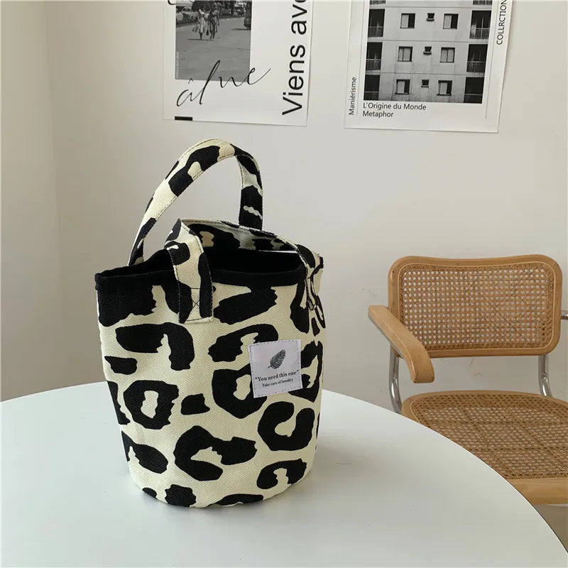 Leopard Print Tote Bag for Women Large Capacity Canvas Shoulder Handbags