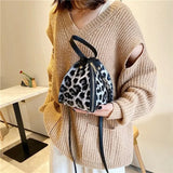 Leopard Print Women Shoulder Bag PU Leather Triangle Mini B