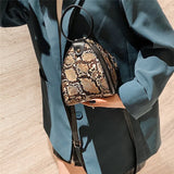 Leopard Print Women Shoulder Bag PU Leather Triangle Mini B