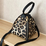 Leopard Print Women Shoulder Bag PU Leather Triangle Mini B