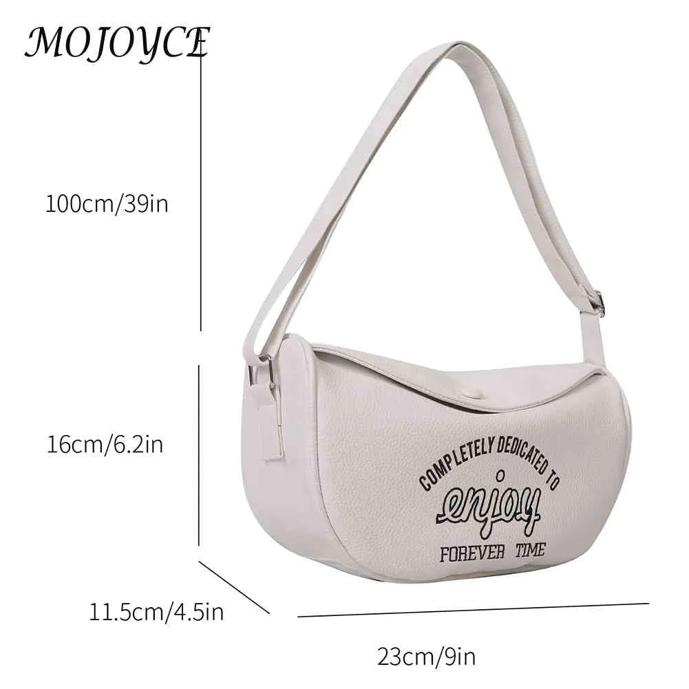 Letter Printed Commute Bag Dumpling Bag PU Leather Casual Portable Soft Large C