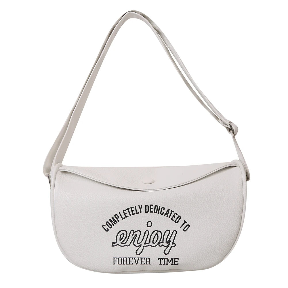 Printed Crossbody Bag Commute Bag PU Leather Casual Portable Soft Large C