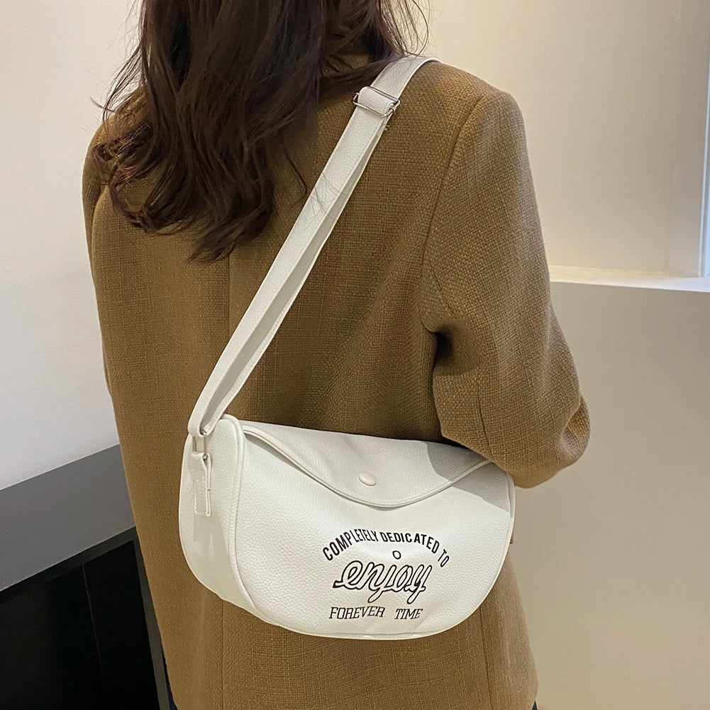 Letter Printed Shoulder Bag Crossbody Bag PU Leather Large Capacity