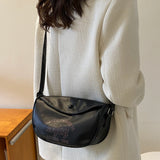 Letter Printed Shoulder Bag PU Leather Casual Soft Large Capacity