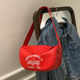 Letter Printed Shoulder Bag PU Leather Casual Soft Large Capacity