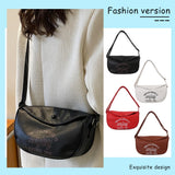 Letter Printed Shoulder Bag PU Leather Casual Portable Large Capacity