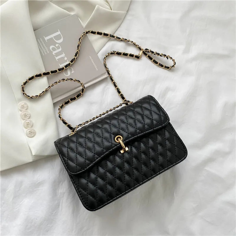 Lingge Chain Texture Messenger Bags For Women Shoulder Bags