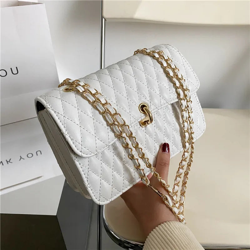 Lingge Chain Texture Messenger Bags For Women Shoulder Bags