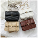 Lingge Chain Texture Messenger Bags For Women Shoulder Bags