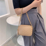 Retro Tassel Embroidery Thread Messenger Bag Chain PU Small Square Bag