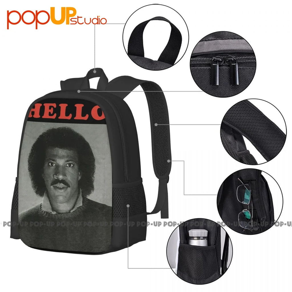 Lionel Richie Hello 1983 Photo Backpack Large Capacity Beach Gym Tote Bag