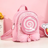 Lollipop Girl Kids Backpack Sequins LED Light