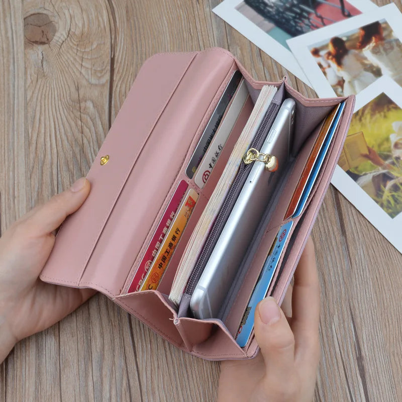 Long Ladies Wallet Soft PU Leather Large Capacity Clutch