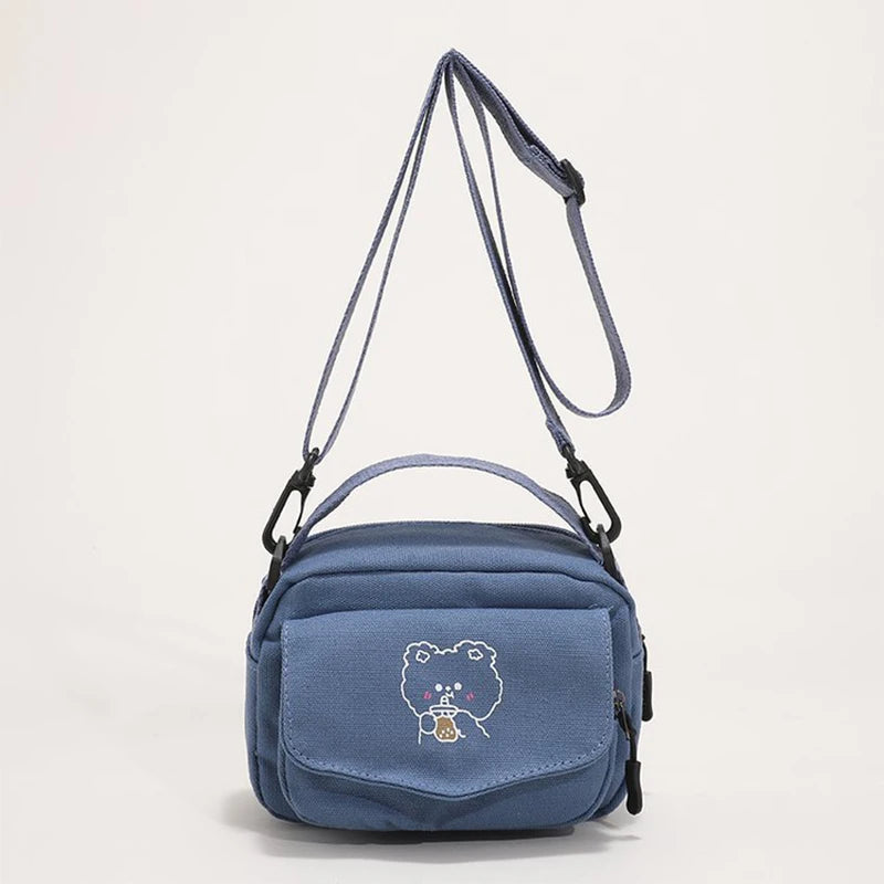 Cartoon Print Bear Mini Cloth Handbag for Girls