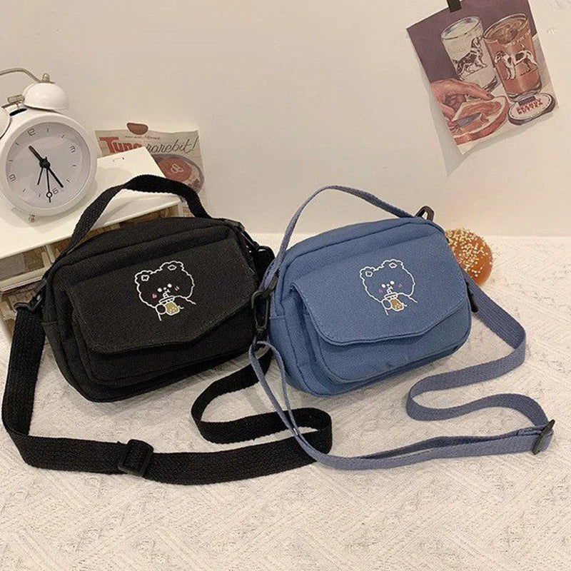 Cartoon Print Bear Mini Cloth Handbag for Girls