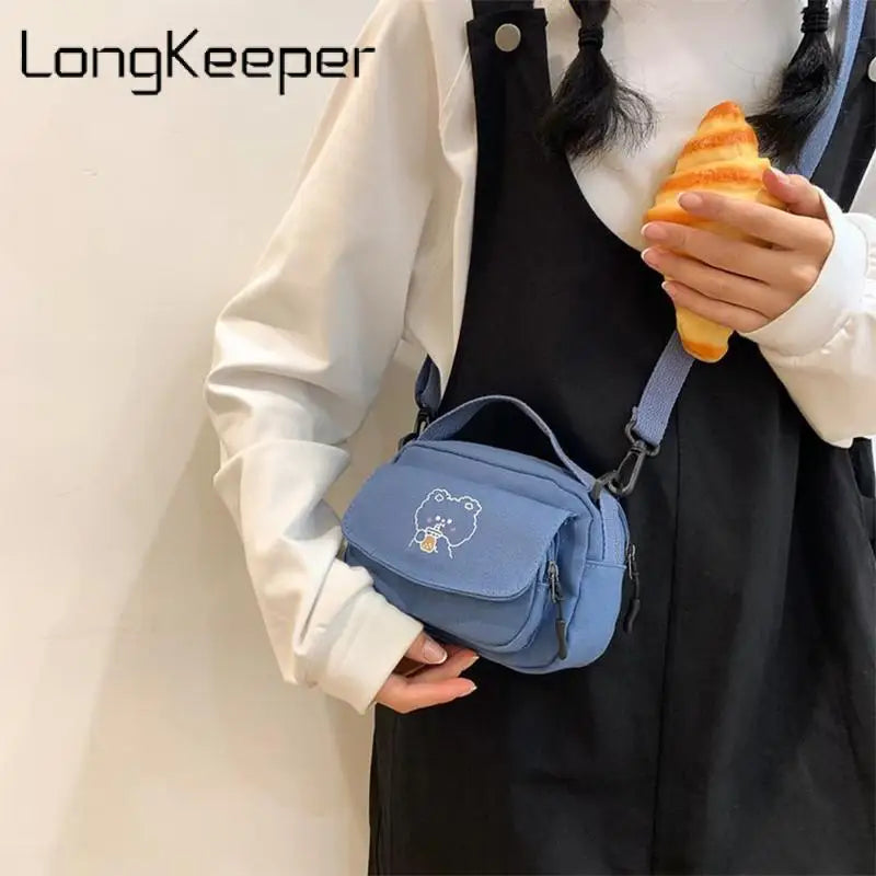 Cartoon Print Bear Mini Cloth Handbag for Girls