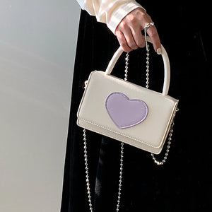 Heart Pattern Crossbody Bag PU Leather Small Square Shoulder Bags Clutch Purse