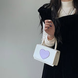 Heart Pattern Crossbody Bag PU Leather Small Square Shoulder Bags Clutch Purse
