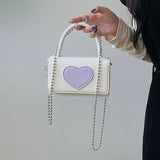 Heart Pattern Crossbody Bag PU Leather Small Square Shoulder Bags Clutch Purse