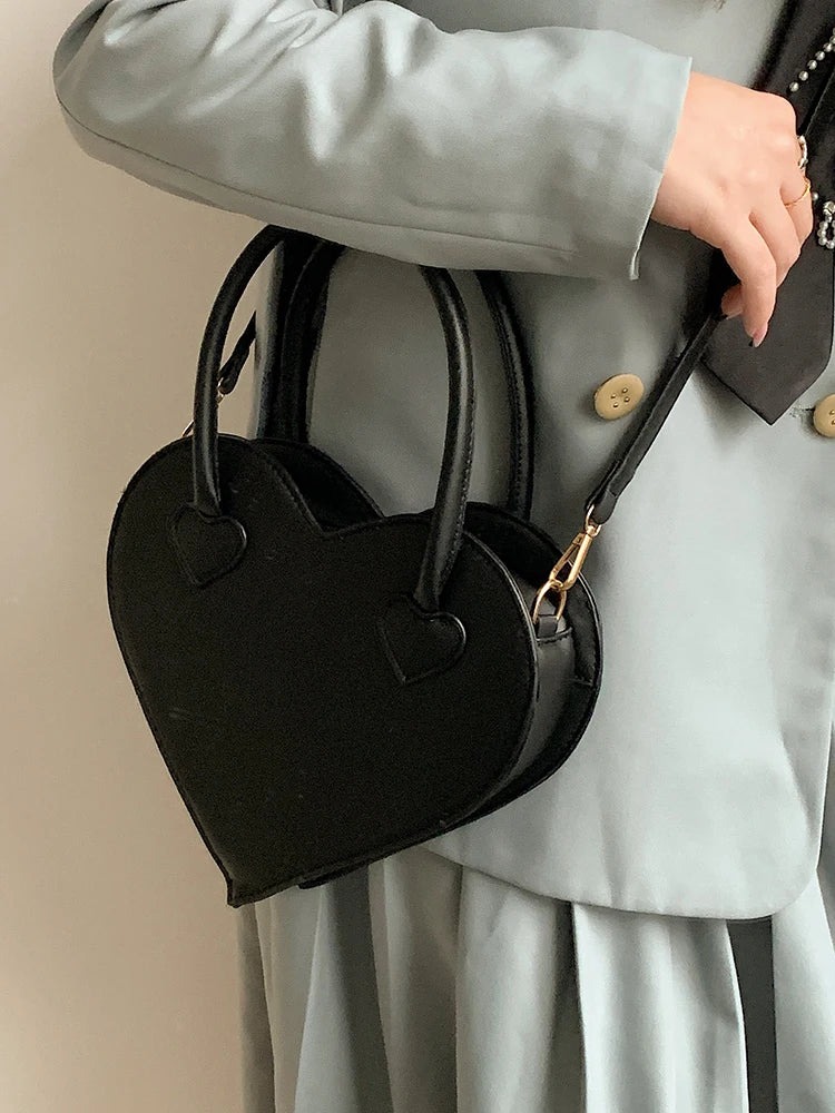 Love Heart Shape Women Tote Purse Handbags Pu Leather Ladies Shoulder Bags