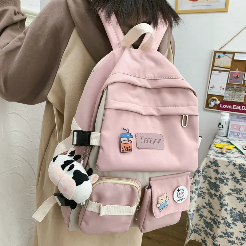 Waterproof Nylon Women Backpack Young Girl Student Schoolbag