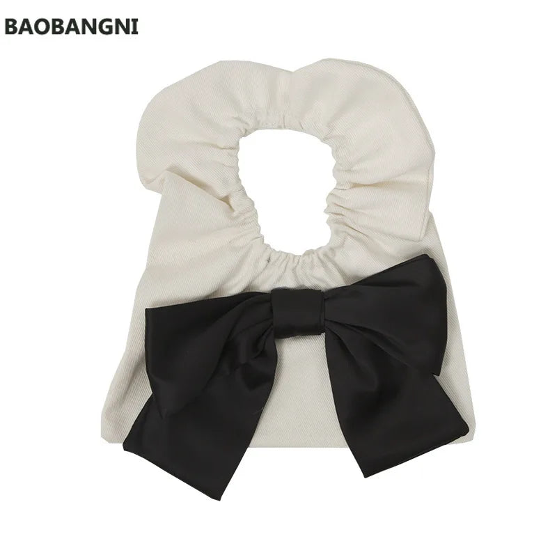 Bowknot Canvas Shoulder Bag Small Clutch Purse Handbag Girls Student Tote