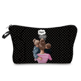 Cartoon Mama Print Cosmetics Bag with Mom and Baby Design