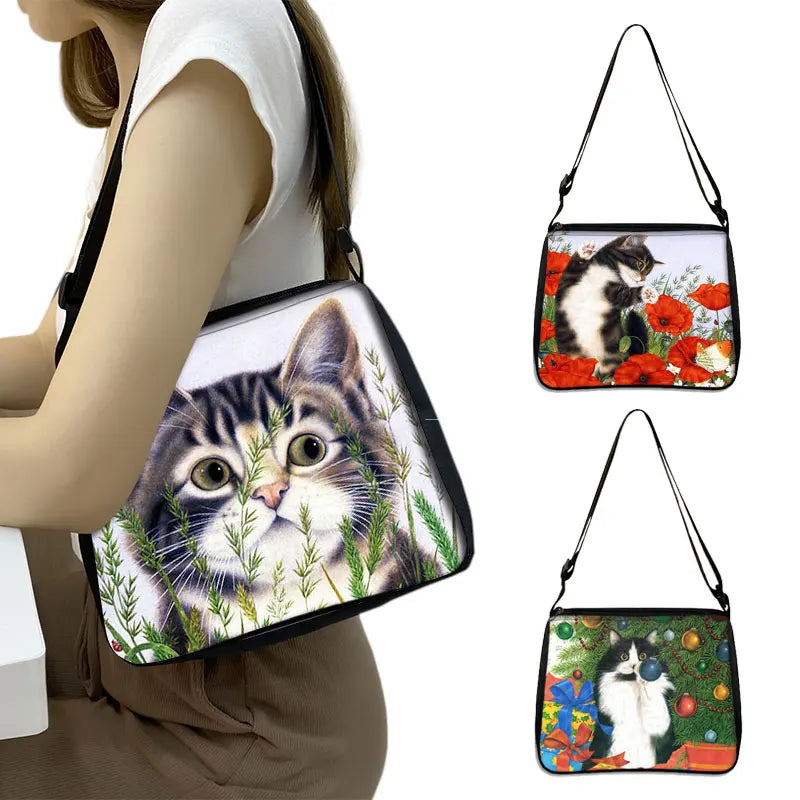 Lovely Cat Handbag Women Underarm Bags Adjustable Length Messenger Bag