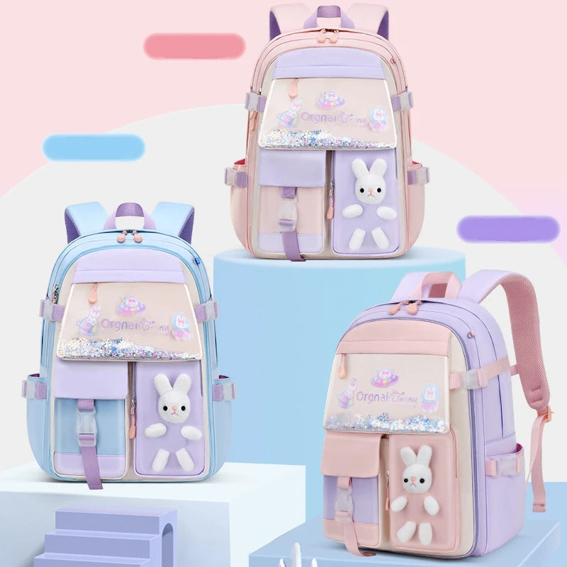 Cute Rabbit School Bag for Girls 1-3 Years Waterproof Small Backpack