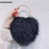 Heart Shaped Evening Clutch Bag Tassel Wedding Banquet Purse for Ladies